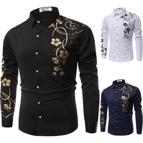 New Fashion 3D Bauhinia New Print Shirt Mens Long Sleeve Shirts Male High Quality Casual Wear Shirt 3 Colors