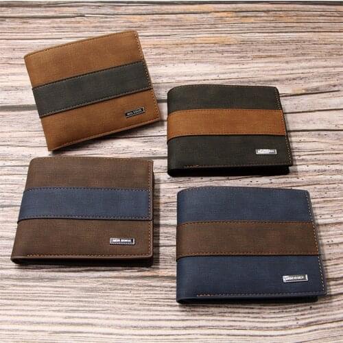 New Mens Frosted Wallet PU Leather Short Multi-card Slot Large Capacity Korean Fashion Youth Retro Mens Wallet