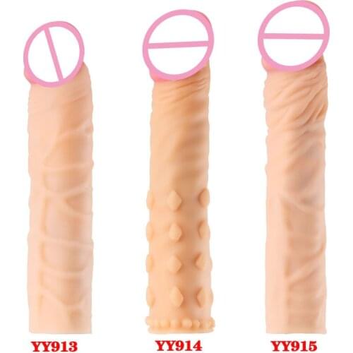 Penis Extender Sleeve Thick Condom Delay Ejaculation Reusable Condoms For Men Penis Enlargement Cock Sleeve Erotic Toys Sex Tool
