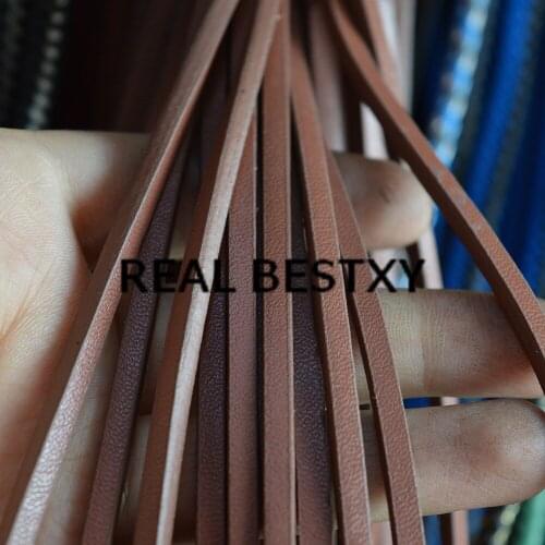REAL BESTXY 5m/lot 4*3mm brown Top Quality Flat Leather Cord Wholesale factory price leather cords flat leather straps brown
