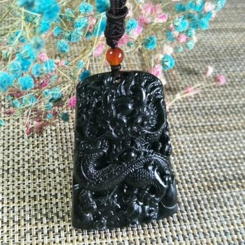 Natural Black-Green Jade Dragon Jade Pendant Jewelry Lucky Exorcise Evil Spirits Safety Auspicious Charms Fine Jewelry