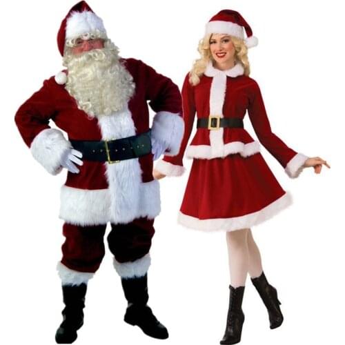 Russia Christmas Theme Party Adult Santa Claus Cosplay Costume New Year Masquerade Warm Velvet Couple Fancy Dress