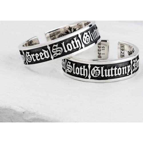 Seven Catholic sins S925 sterling Silver rings for man and women fashion jewelry