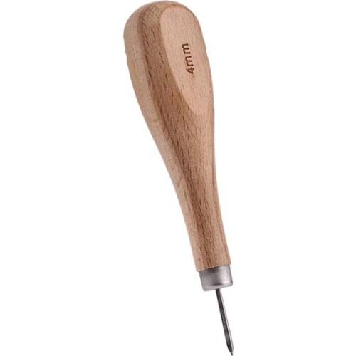 Imzay 4mm Leather Craft Wooden Diamond Rhombus Awl DIY Leather Stitching Sewing Awl Leathercraft Punch Tool