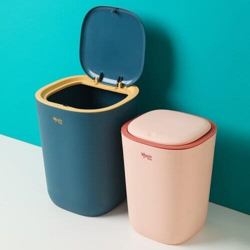 Nordic Contrast Color Flip Trash Can Creative Household Bathroom Garbage Storage Recycling Kitchen Storage Waste Paper Basket
