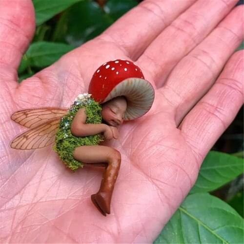 Resin Ornament Sleeping Fairy Resin Handicraft Sleeping Mushroom Elf Ornaments Small Forest Mushroom Fairy Ornaments