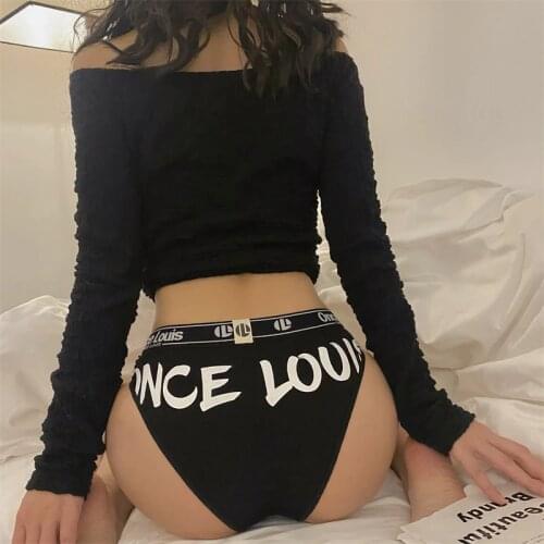 SP&CITY Sports Black Letter Print Cotton Underwear Womens Comfortable Breathable Sexy Panties Low Waist Seamless Briefs Thongs