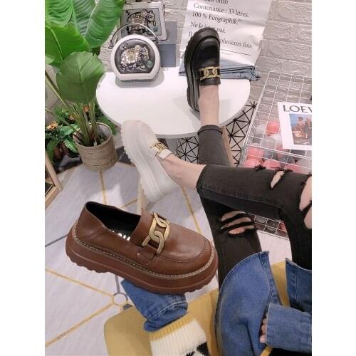 2021 spring and autumn new ladies British style platform small leather shoes fashion all-match jk shoes