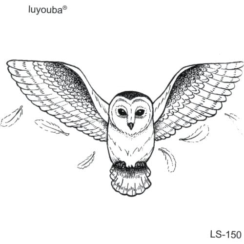 Beauty Owl Waterproof Temporary Tattoos Men Animal Tatuajes temporales Femme Tatoo stickers Fake tattoo