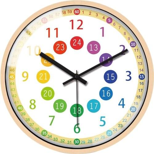 Colorful Wall Clock, Silent Non Ticking - 12 Inch Quartz Battery Operated Round Easy to Read Home/Office/Classroom/School Clock