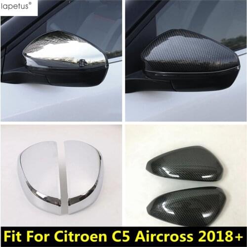 Lapetus Rearview Mirror Protective Caps Cover Trim ABS Chrome / Carbon Fiber Look Exterior For Citroen C5 Aircross 2018 - 2021