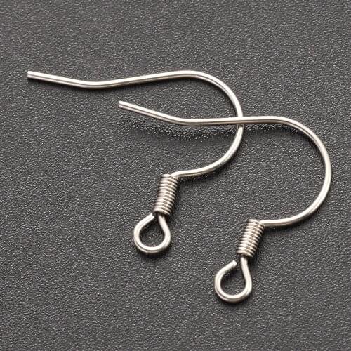 100pcs/lot 18x18mm Silver Tone Stainless Steel Earring Hooks Clasp Earring Wires with Nickel Free DIY Jewelry Making Accessories