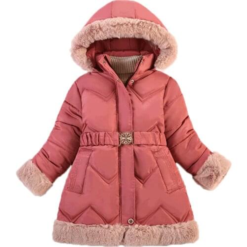 Winter Kids Coats Children Girls Jackets Fashion Thick Long Coats Girls Hooded Coat Snowsuit 6-10Y Teen Children Overcoat Parkas