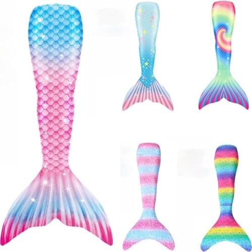 1PCS Adults Kids Mermaid Tail Swimsuit Little Mermaid Cosplay Costume Women Girls Mermaid Tails Swimwear No Monofin