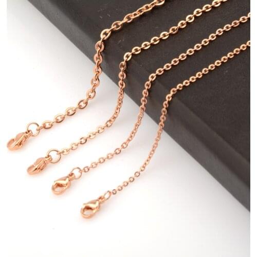 20pcs Wholesale Womens Strong Rose Gold Color Stainless Steel Flat Rolo Chain Necklace 1.5mm/2mm/2.5mm/3mm