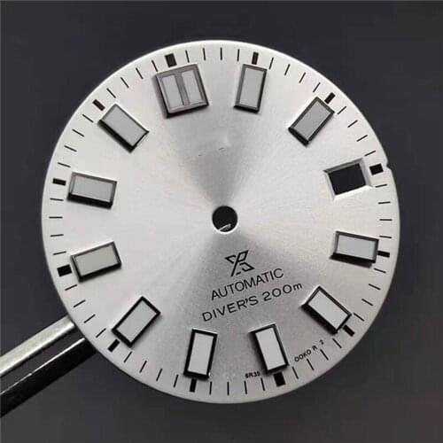 28.5mm Matte Sun Pattern Watch Dial C3 Green Luminous Mechanical Dial for NH35 Automatic Movement Diving Watch Parts