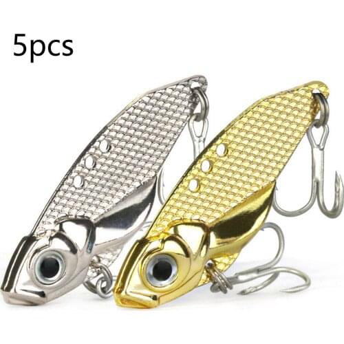 5pcs Metal VIB Lure Vibra Artificial Bait 10g 4.9cm Shiny Scales Fast Search Fishing Accessories Goods Blak Bass YE0195