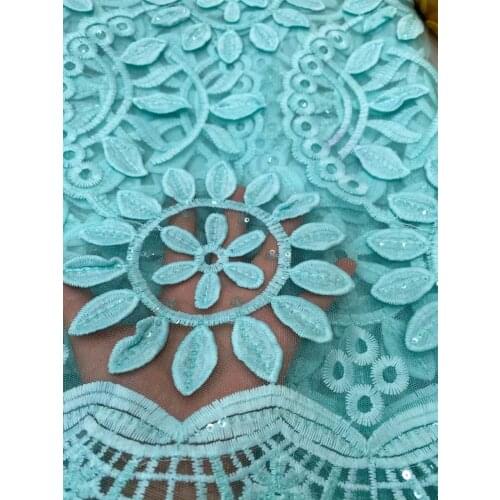5yards/pc) Newest mint green African party lace fabric soft French net lace with 3D flowers embroidery and sequins FZZ086