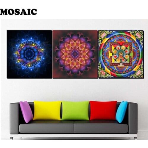 5D DIY diamond painting 3 piece Fractal Flowers,For Living Room Home Decor Painting Wall Pictures square Rhinestone painting art