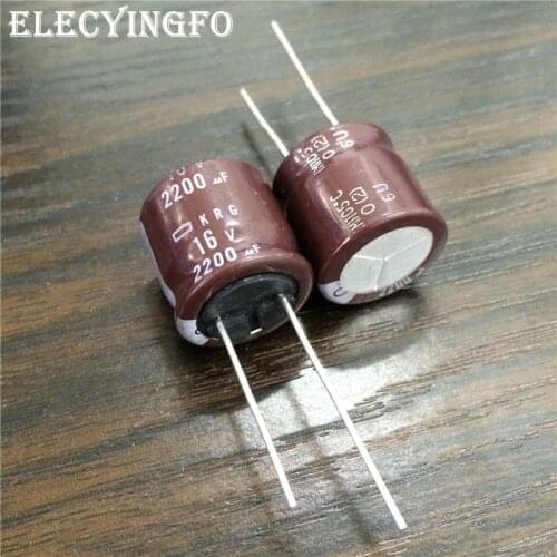 10pcs 2200uF 16V2200UF NIPPON NCC KRG Series 16x15mm Low profile 16V2200uF Aluminum Electrolytic Capacitor