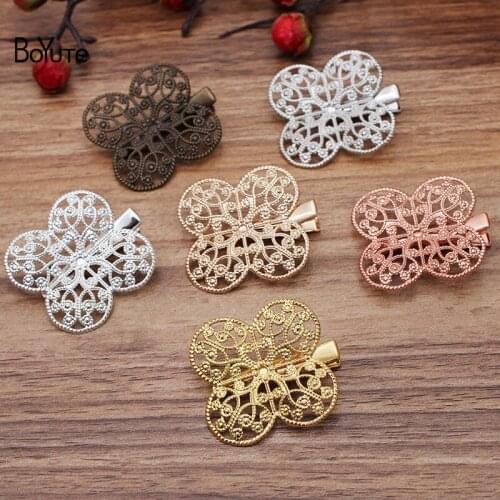 BoYuTe (10 Pieces/Lot) 35MM Filigree Plate Welding 35MM Hair Clip Vintage Style DIY Hair Accessories Materials