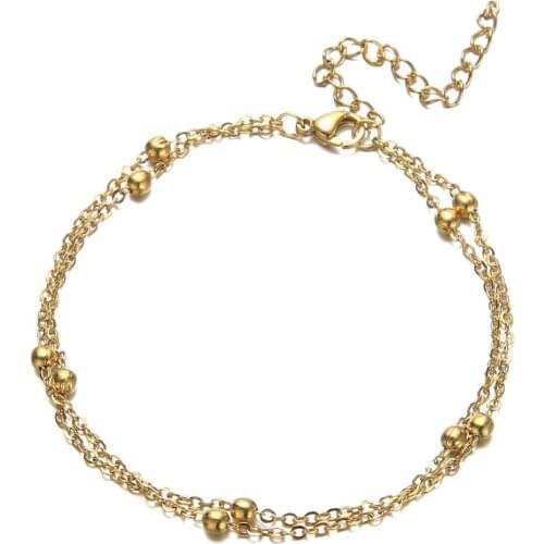 Gold Color Link Chain Bracelets for Women Ball Chains Stainless Steel Thin Bracelet Femme Pulseras Fashion Jewelry