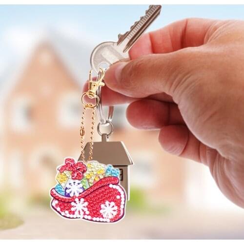 5D DIY Full Special Drill Diamond Keychain Kits Mosaic Art Crafts Rhinestone Drawing Keyring Key Chain Pendant Decor Gifts