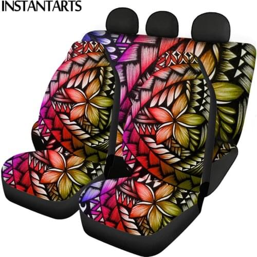 INSTANTARTS Gradient Traditional Polynesian Tribe Printed Easy Clean Front&Rear Vehicle Seat Covers Set Durable Car Seat Cushion