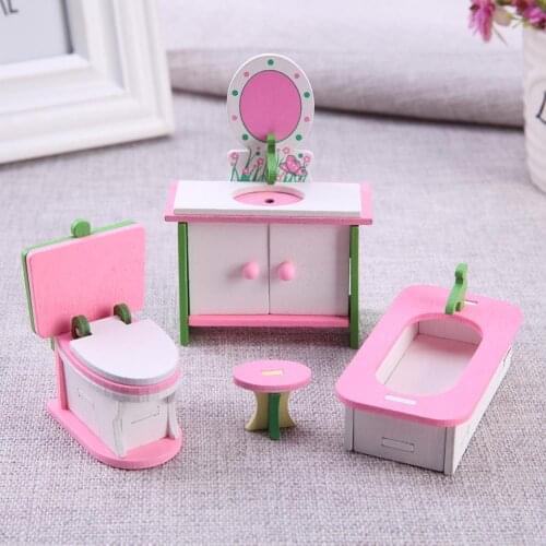Wooden Simulation Miniature Dollhouse Furniture Toys Children Kids Play Toy Educational Sweet Wooden Baby Birthday Gift Toys