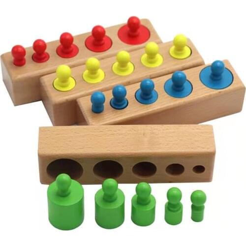 Wooden Montessori Cylinder Socket Puzzle Toy Baby Practice Senses Toys Preschool Children Educational Toys For Children Kids