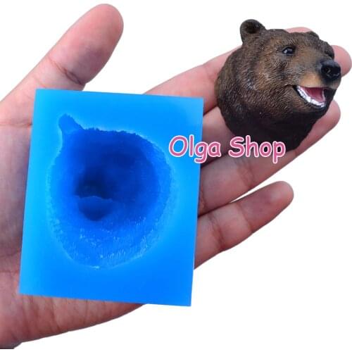DYL616 47.5mm x 42mm 47.5mm x 42mm Bear Head Silicone Mold Fondant Cake Decoration Craft Candy Making Resin Clay Art Soap Candle
