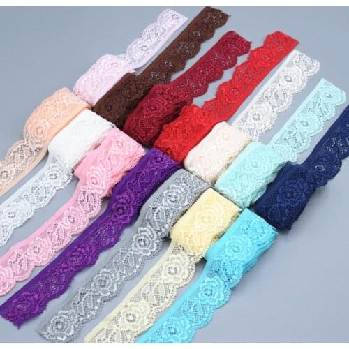 Stretch lace ribbon 25mm wide white lace embroidered cotton stretch lace trimmings clothing sewing underwear