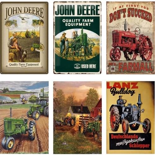 Retro Green Tractor Farm Metal Tin Sign Plate Farm Bar Cafe Pub Wall Decoration Shabby Chic Vintage Plaque Home Decor Poster