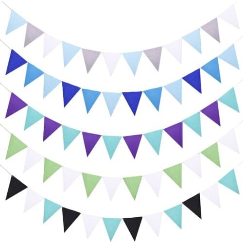 18Pcs/set 16*18m Blue Flags Strings Felt Banner Garlands Birthday Bunting Pennant Baby Shower Wedding Party Decoration Supplies