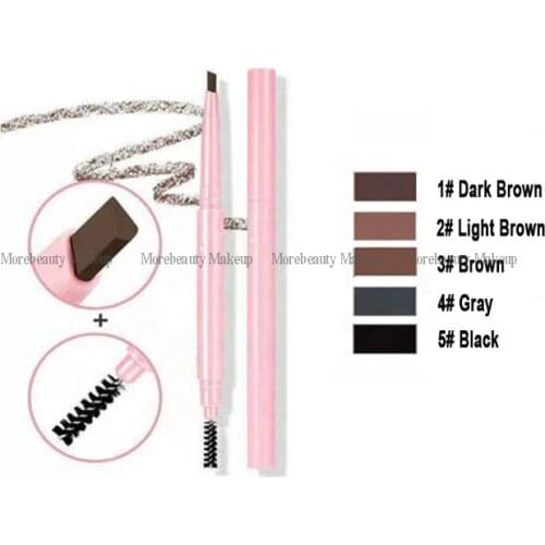 100pc Custom Logo Natural Makeup Double Head Super Fine Eyebrow Pencil Waterproof Lasting Eyes Black Brown Make Rotatable Up Pen