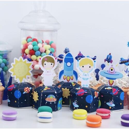 Space Favor Box Candy Box Gift Box Cupcake Box Boy Kids Birthday Party Supplies Decoration Event Party Supplies