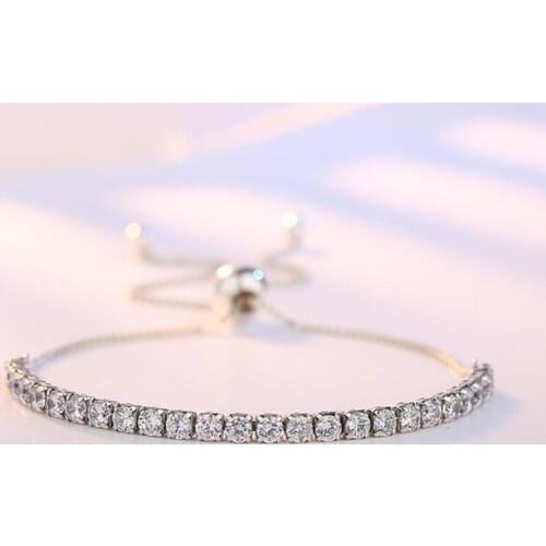 Fashion 925 Sterling Silver Box Chain Bracelets Rhinestone Zirconia Bracelets For Women Jewelry Accessories 2021