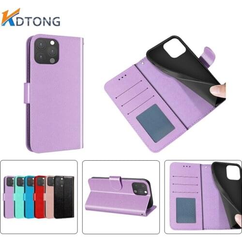 Fashion Solid Color Wallet Card Slot Case For iPhone 13 12 11 XS Pro Max Mini SE 2020 X XR 8 7 Plus Bracket Shockproof Cases