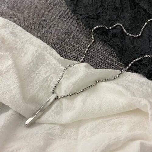 Hot Fashion Rectangle Men Pendant Necklace Classic Stainless Steel Cuban Chain Necklace For Men Jewelry Gift