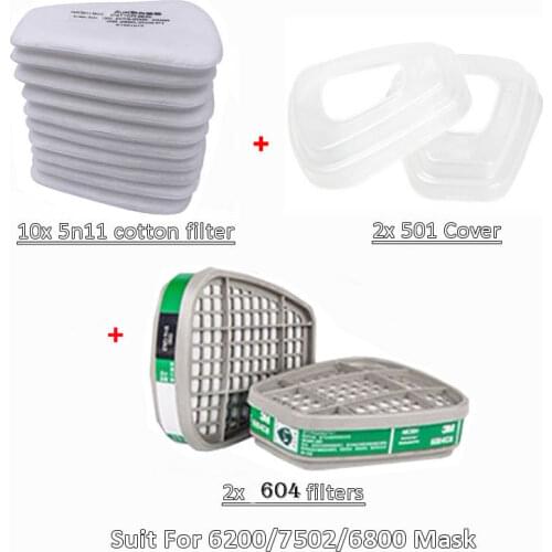 Accessories 6001/6002/6004 Filtering box 5N11 Cotton Filters Set Replaceable For 6200/6800 Mask Chemical Respirator Painting