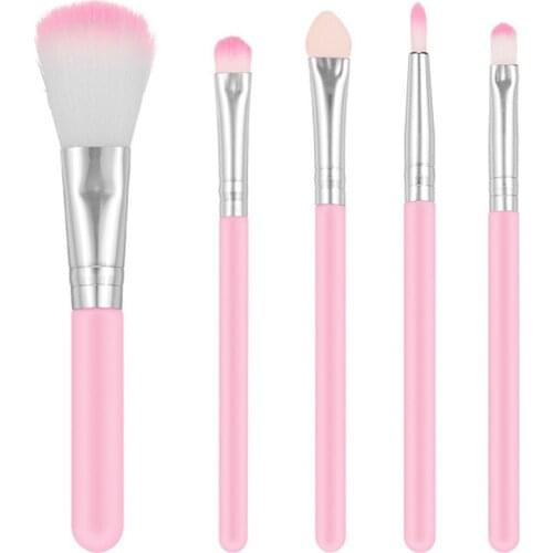 5Pcs Protable Travel Makeup Brushes Set Powder Eyeshadow Foundation Blush Lip Cosmetic Brush Women Facial Beauty Make Up Tools