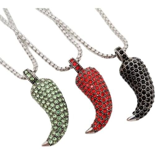 New Black Red Green cz stones creative pepper charm necklace women 316L Stainless steel chilli capsicum fashion pepper necklace