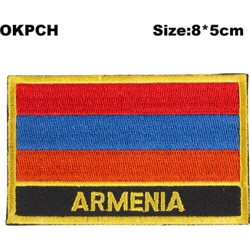 Armenia Flag patcheswork fabric embroidery patch in Patches iorn patches for clothing flower PT0198-R