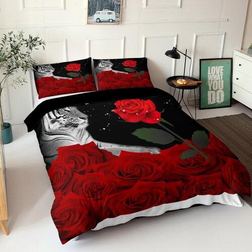 Rose Pattern Bedroom Duvet Cover (including Pillowcase) Single/double/double 2/3 PSking Size Bedding Set Wedding Room Decoration