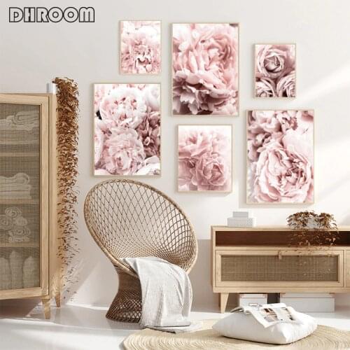 Flower Poster Peony Print Roses Wall Art Floral Art Canvas Painting Wall Picture Scandinavian Wall Art Picture Living Room Decor