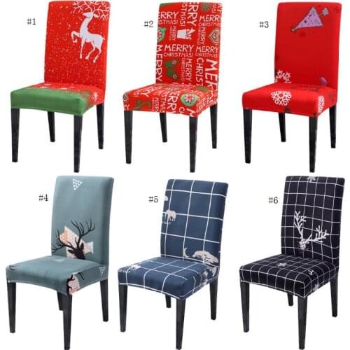 Merry Christmas Chair Cover Stretch Seat Santa elk Dining Room decorations Home decor Supplies Xmas gifts SN3484