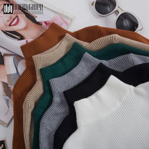 Duckwaver Turtleneck Pullovers Sweaters Knitted S-XL Plus Size 15 Color Elasticity Casual Warm Women Sweater Female Turtleneck