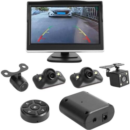 VODOOL Car DVR 360 Degree Bird View System 4 Camera Panoramic Recording Parking Front+Rear+Left+Right View Cam w 5 Inch Monitor