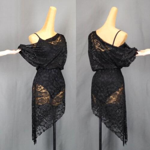 Latin Dance Practice Clothes For Women Adult Short Sleeve Lace Sexy Stage Performance Costumes Rumba Tango Dance Dress DQL5573