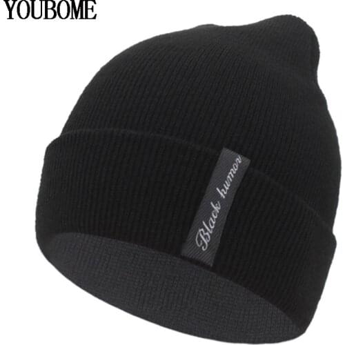 YOUBOME Winter Knitted Hat Women Skullies Beanies Hats For Men Black Solid Warm Soft Gorros Bonnet Female Beanie Winter Hat Cap